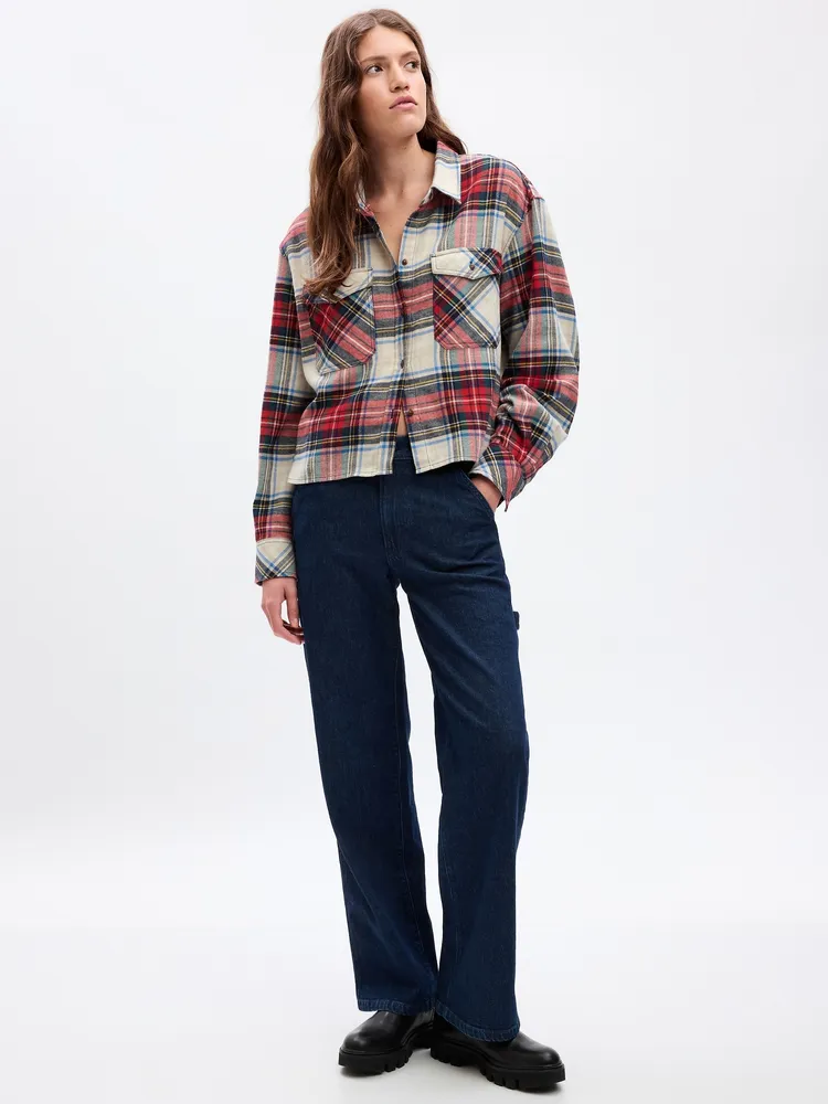 Cropped Button-Front Shirt