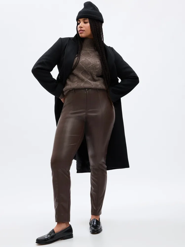 Mid Rise Vegan Leather Skinny Pants