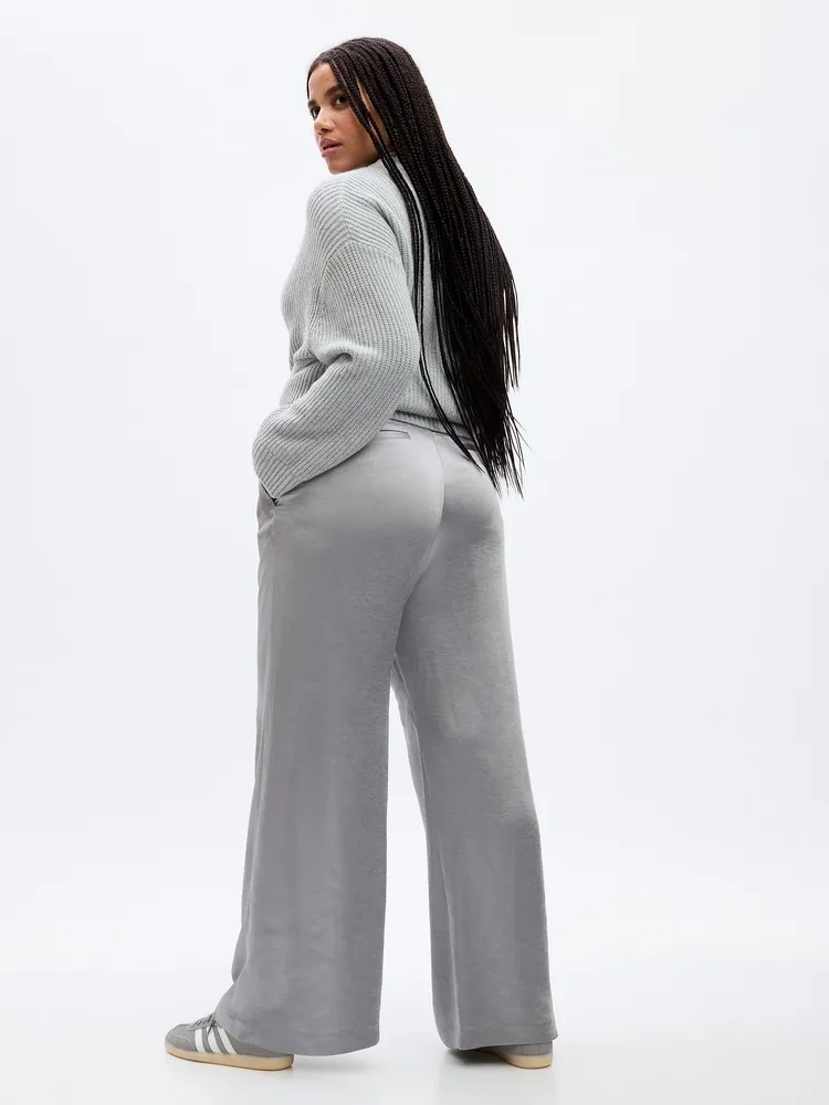 High Rise Metallic Stripe Wide-Leg Trousers