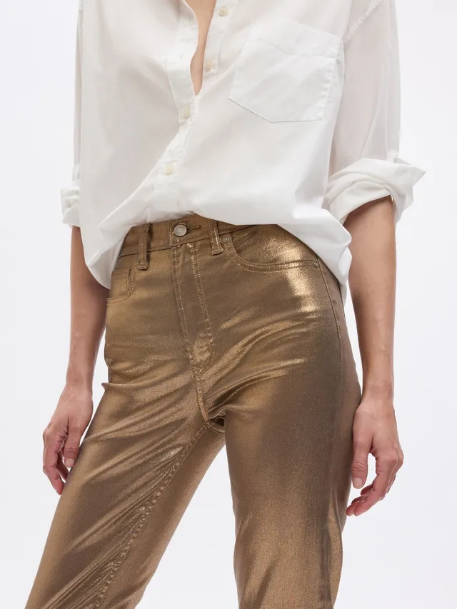 Zara METALLIC TRF MID-RISE WIDE LEG JEANS