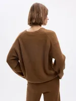 CashSoft Shaker-Stitch Relaxed Sweater