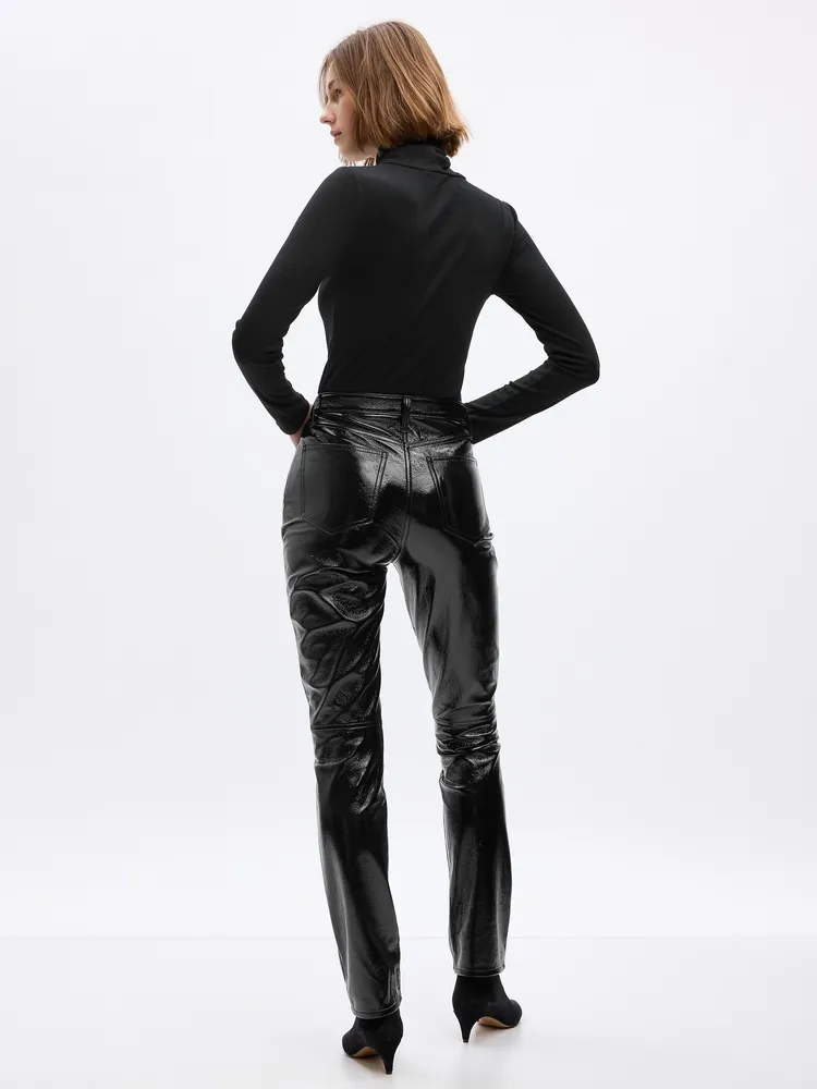 High Rise Vegan Patent Leather Vintage Slim Pants