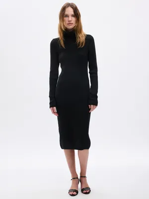 Turtleneck Rib Midi Sweater Dress