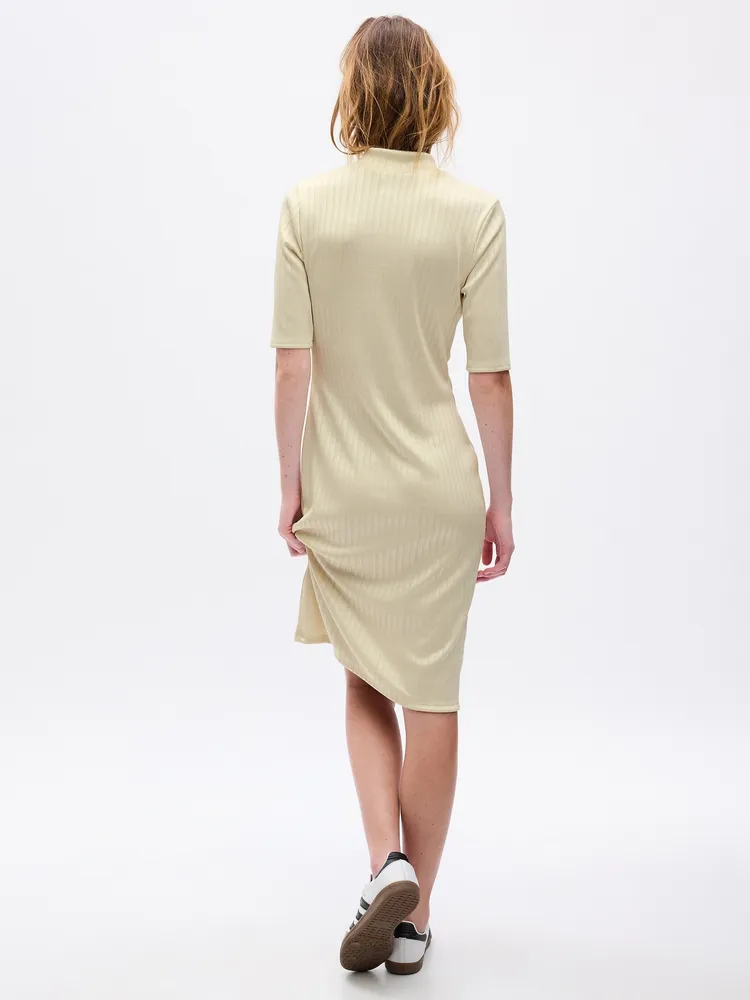 Mockneck Rib Midi Dress