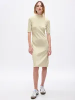 Mockneck Rib Midi Dress