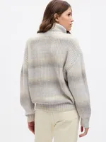 Shaker-Stitch Turtleneck Sweater