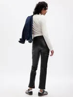 High Rise Vegan Leather Vintage Slim Pants