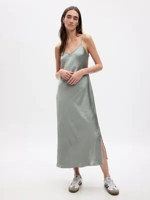 Satin Midi Slip Dress