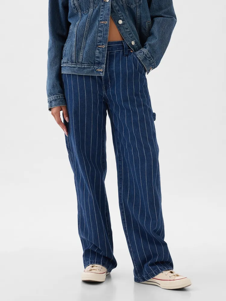 Mid Rise '90s Loose Pinstripe Carpenter Jeans