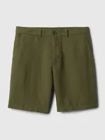 8" Linen-Cotton Shorts