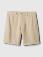 8" Linen-Cotton Shorts