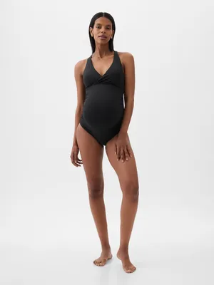 Maternity Wrap V-Neck One-Piece Swimsuit