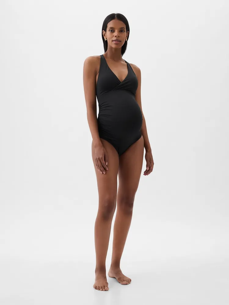 Maternity Wrap V-Neck One-Piece Swimsuit