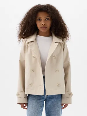 Kids Cropped Trench Coat
