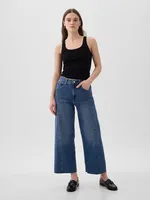 High Rise Stride Wide-Leg Ankle Jeans