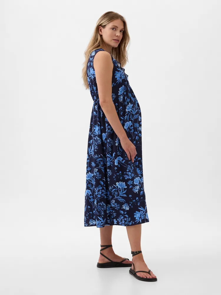 Maternity Ruffle Midi Dress