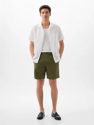 8" Linen-Cotton Shorts