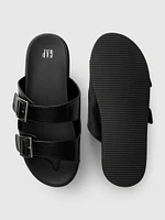 Vegan Leather Double-Strap Sandals