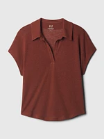 Linen-Blend Polo Shirt Shirt