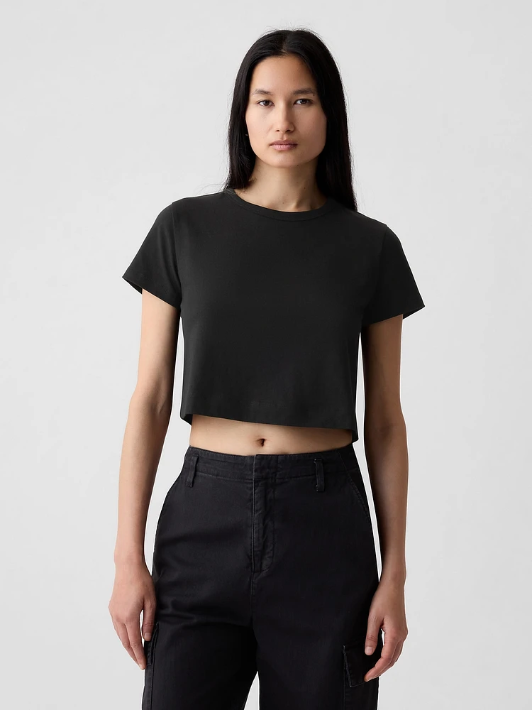 Organic Cotton Vintage Shrunken Cropped T-Shirt