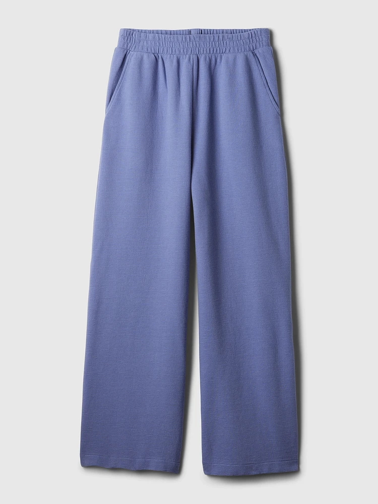 Textured Wide-Leg Ankle Sweatpants