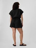 Linen-Blend Utility Romper