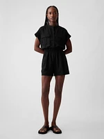 Linen-Blend Utility Romper