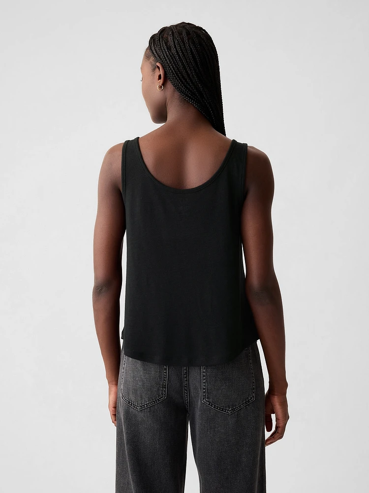 Linen-Blend Henley Tank Top