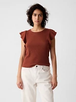 Essential Rib Flutter Sleeve Shirt