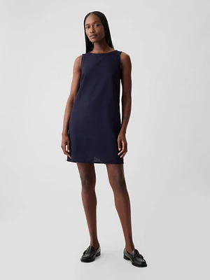 Linen-Blend Shift Mini Dress