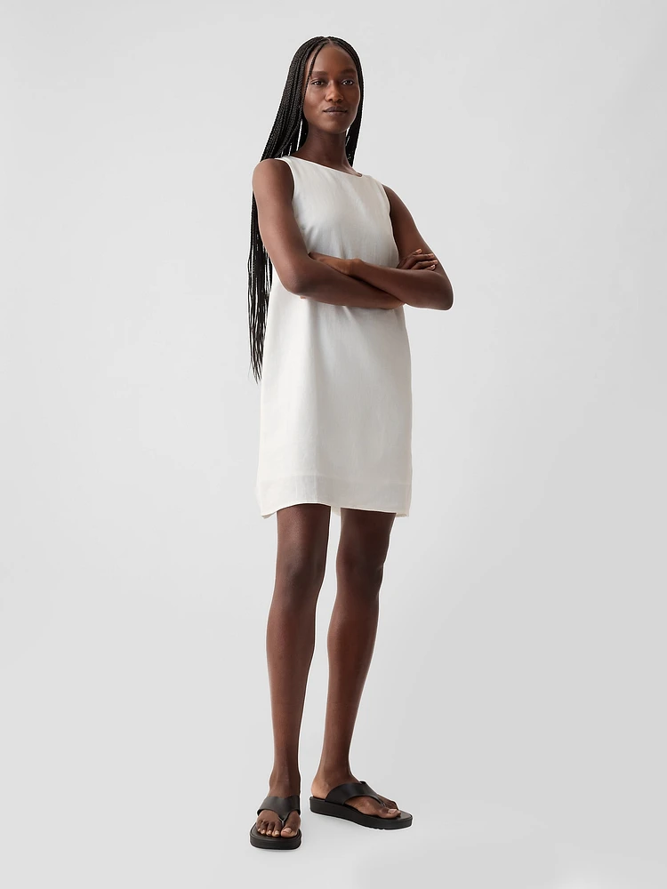 Linen-Blend Shift Mini Dress