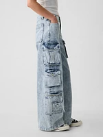 Mid Rise Cargo Baggy Jeans