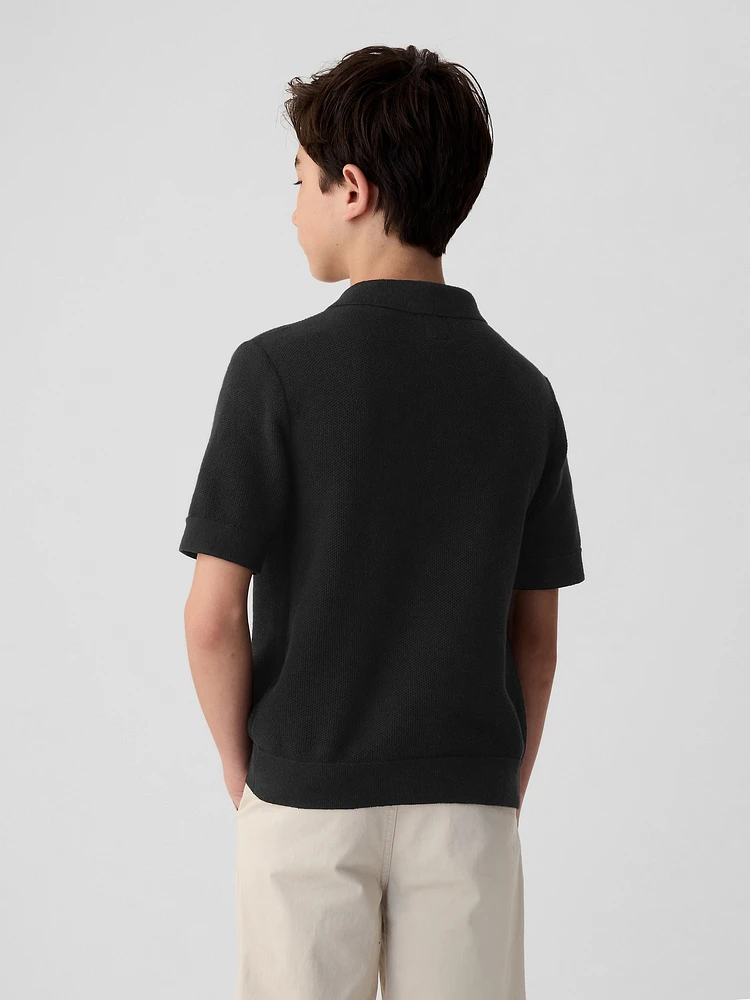 Kids Textured Polo Shirt Sweater