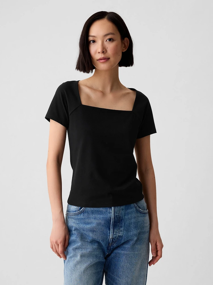 Compact Jersey Square-Neck Shirt