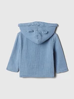 Baby Crinkle Gauze Hooded Cardigan