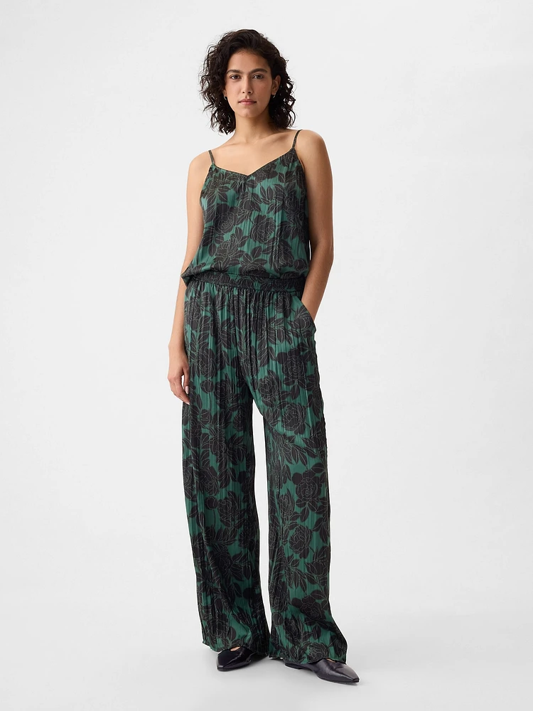 Crinkle Texture Satin Pants