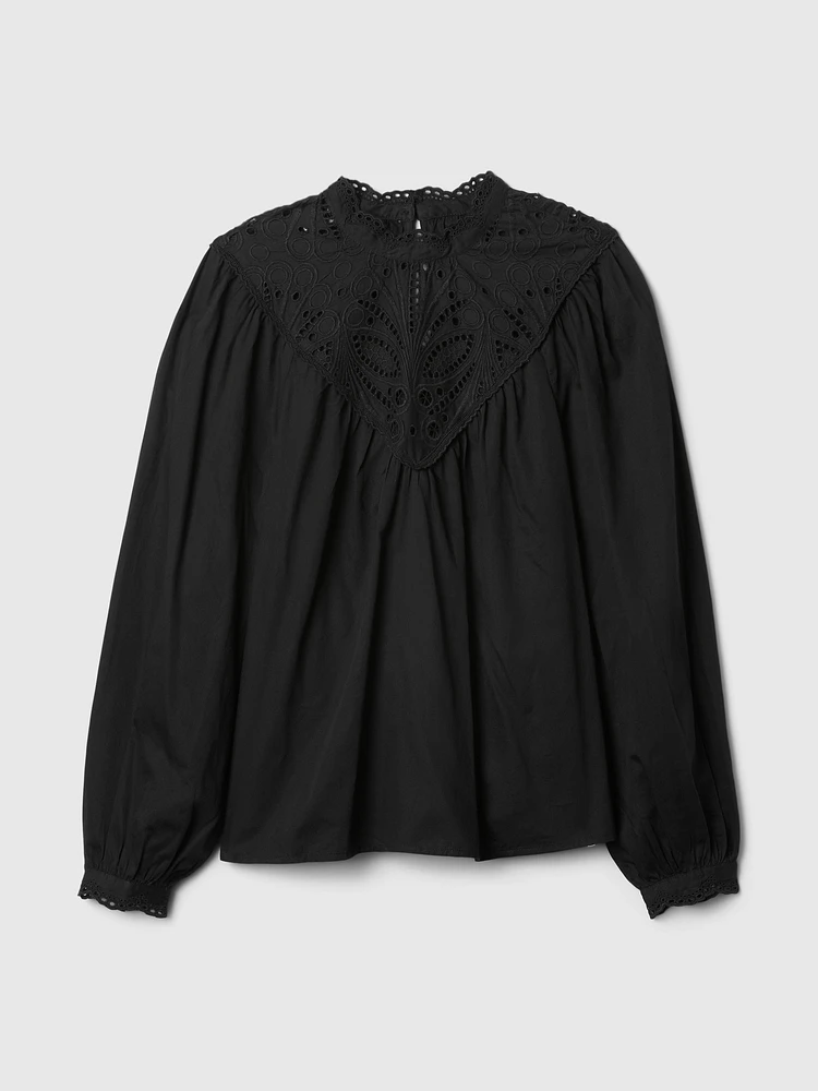 Embroidered Eyelet Top