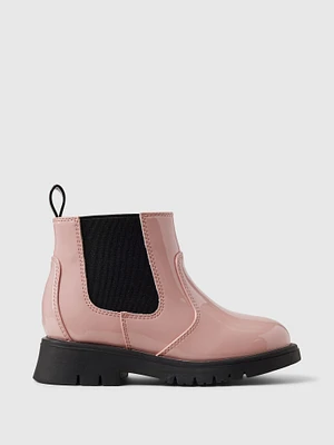 Toddler Vegan Patent Leather Chelsea Boots