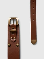 Leather Studded Wide Belt