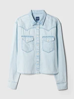 Cropped Denim Western Shirt