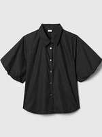 Organic Cotton Poplin Bubble Sleeve Shirt