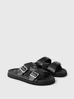 Vegan Leather Double-Strap Sandals