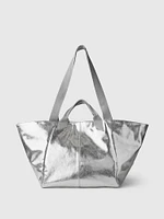 Metallic Vegan Leather Tote Bag