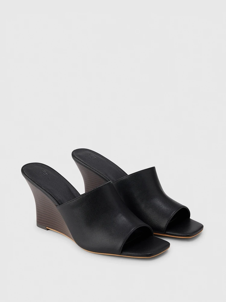 Vegan Leather Wedge Heels