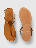 Vegan Leather T-Strap Sandals