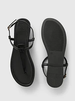 Vegan Leather T-Strap Sandals