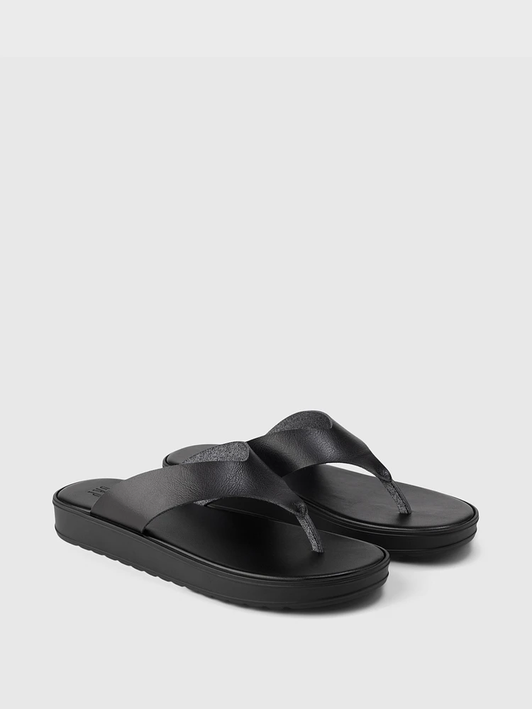 Vegan Leather Platform Flip Flops