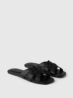 Vegan Leather Cross Strap Sandals