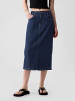 GapHeritage Button-Back Denim Midi Pencil Skirt