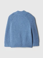 Baby CashSoft Shaker-Stitch Mockneck Cardigan